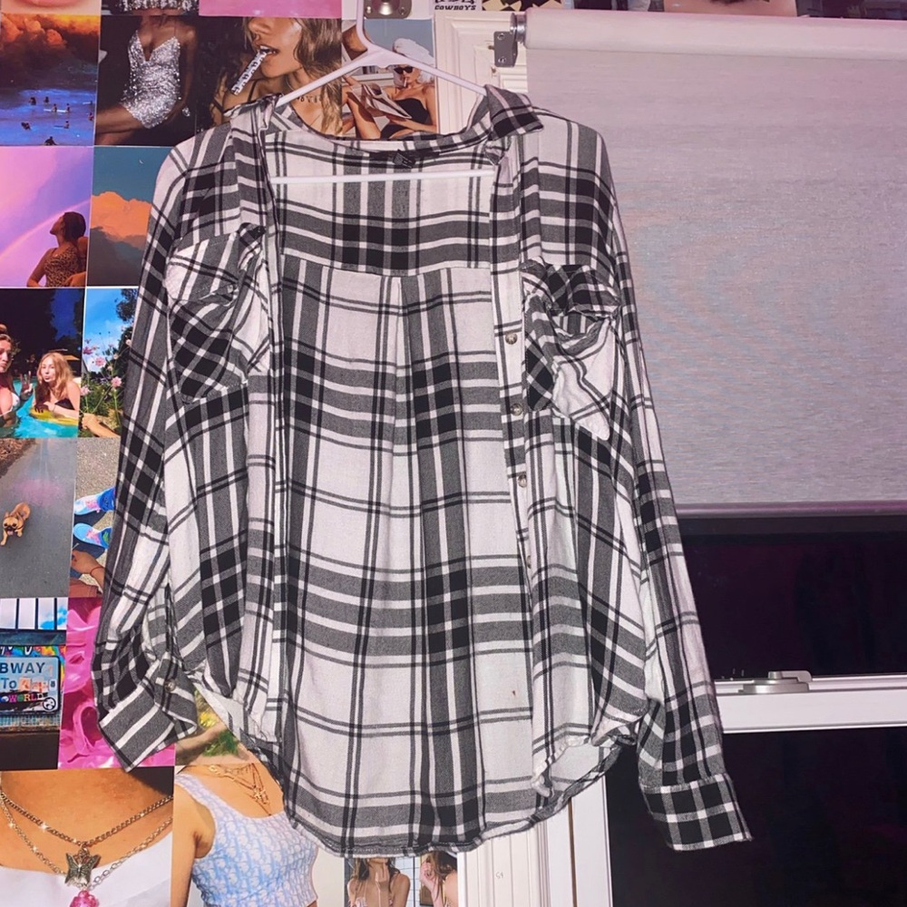 black and white forever 21 flannel top